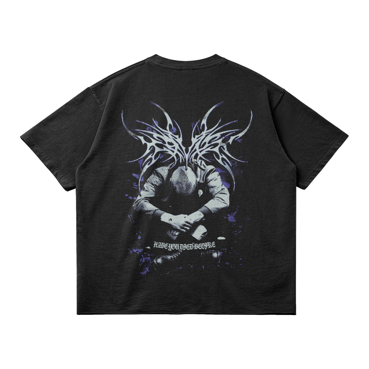 Kryptic Myst Garment Dyed Streetwear Tee 260GSM Cotton Faded Raw Hem True To Size